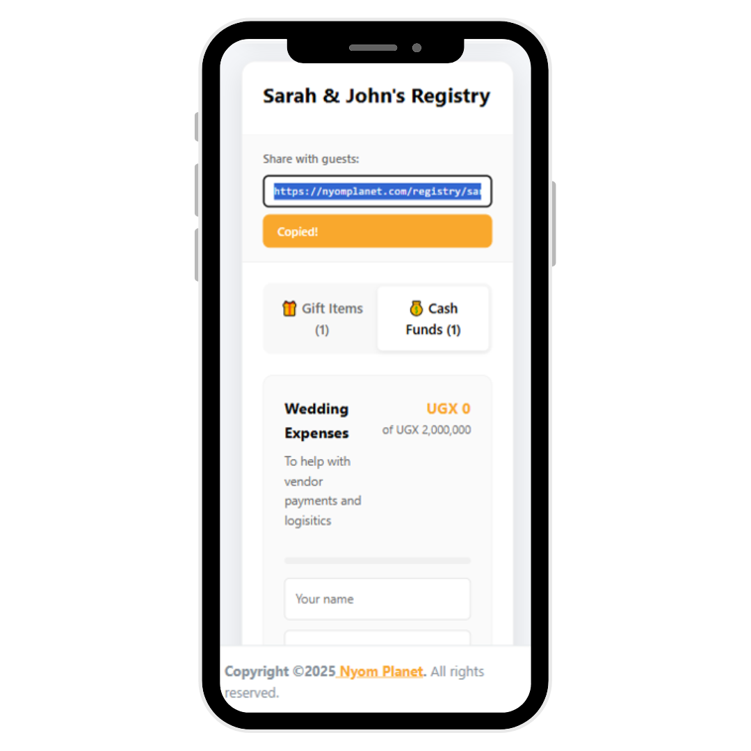 Registry setup screenshot